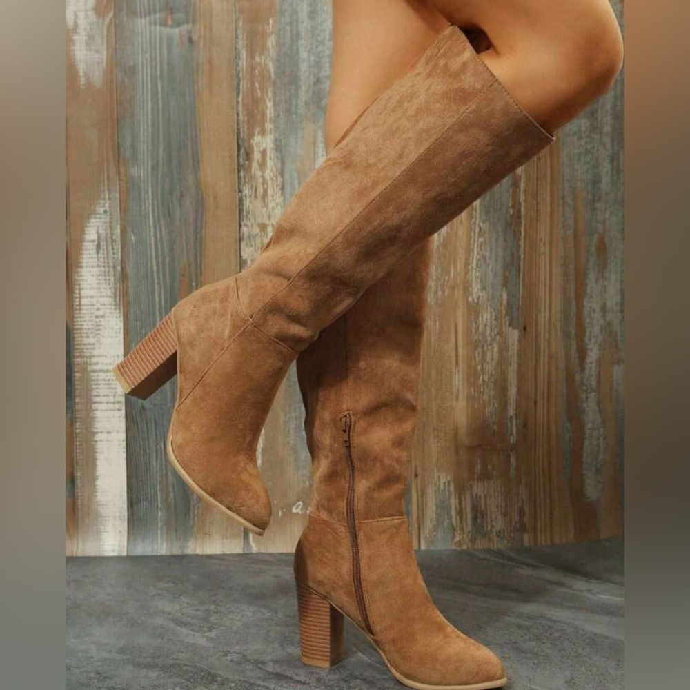 Honey Brown Suede Tall Boot